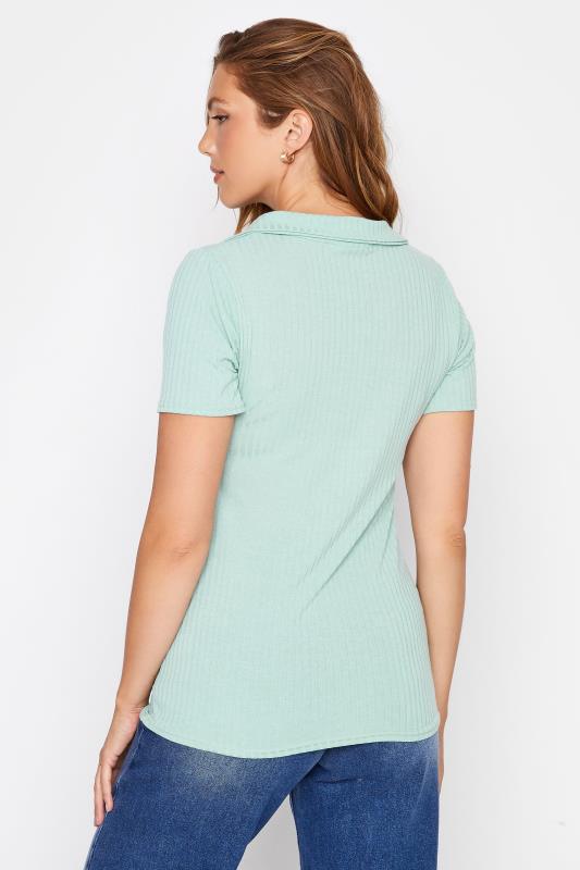 LTS Tall Women's Blue Ribbed Polo Top | Long Tall Sally 3