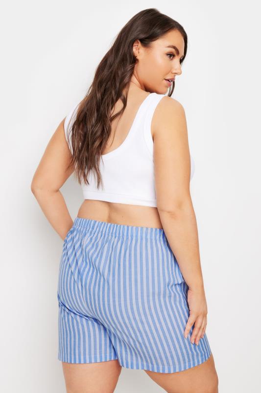 YOURS Plus Size Blue Stripe Pyjama Shorts | Yours Clothing 4