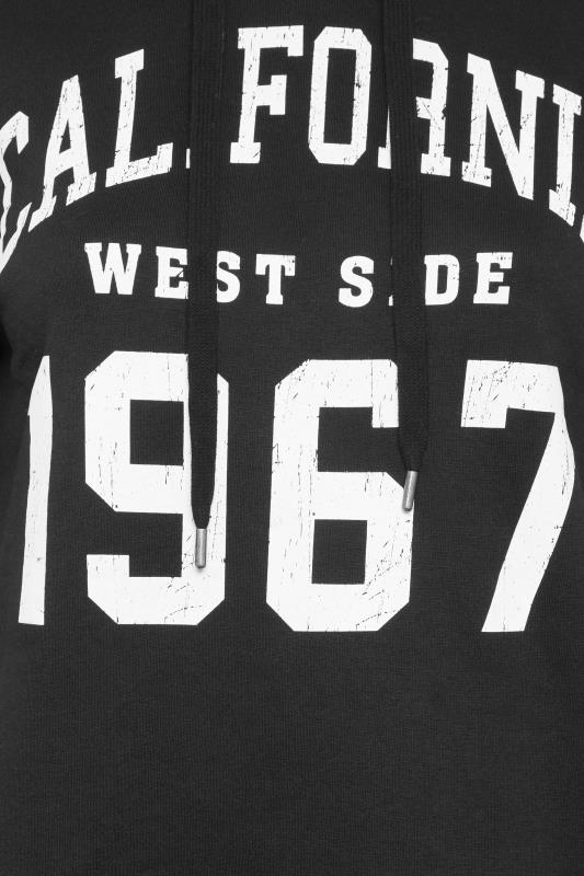 Curve Plus Size Black & White 'Calfornia West Side 1967' Slogan Varsity Hoodie | Yours Clothing 5