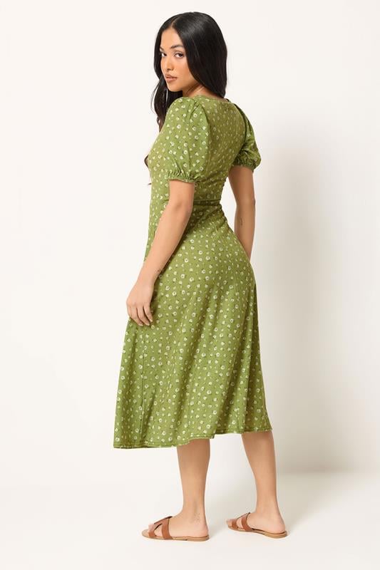 PixieGirl Petite Green Ditsy Floral Midi Dress | PixieGirl 2