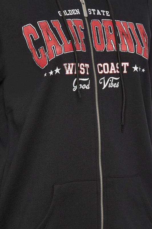 YOURS Curve Plus Size Black 'California' Slogan Zip Up Hoodie | Yours Clothing  5