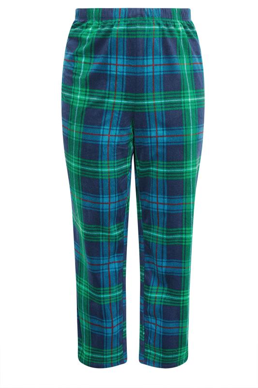 Plus Size  YOURS Curve Blue & Green Tartan Print Pyjama Bottoms