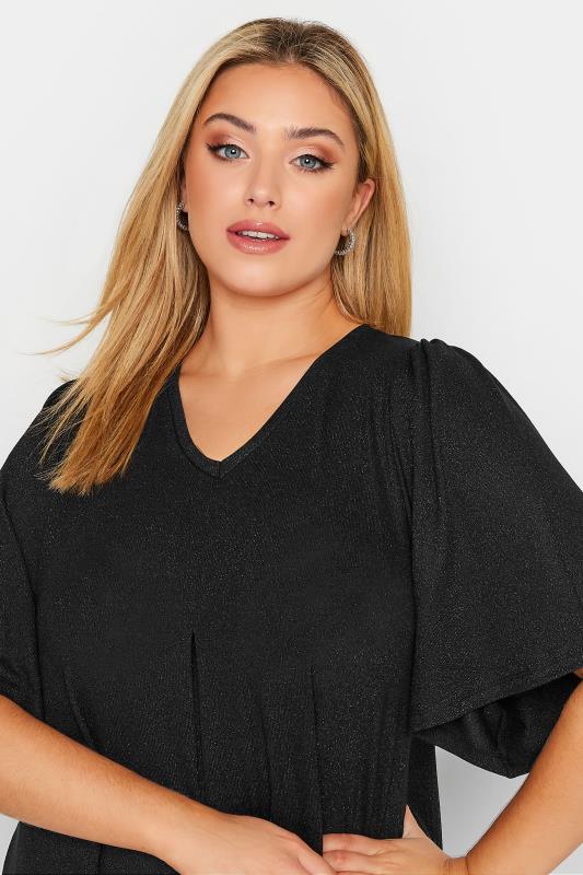 Curve Plus Size Black Pleat Swing Top | Yours Clothing 4
