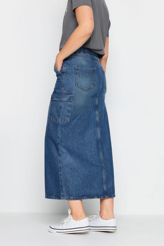 LTS Tall Womens Blue Denim Tie Waist Maxi Skirt | Long Tall Sally 4