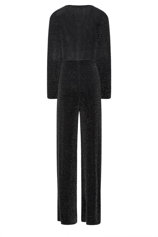 LTS Tall Women's Black & Silver Glitter Wrap Jumpsuit | Long Tall Sally 7