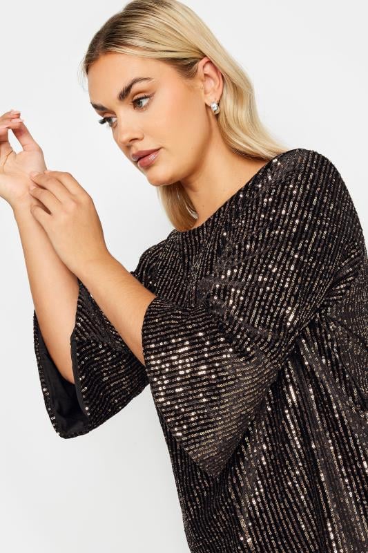 YOURS Plus Size Black Velvet Sequin Top | Yours Clothing 5