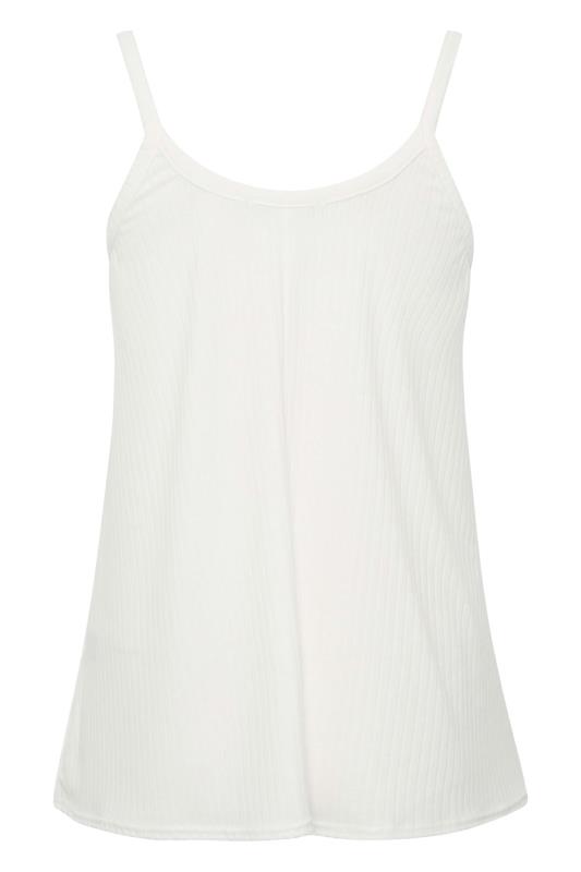 LTS Tall White Ribbed Button Cami Vest Top | Long Tall Sally 7