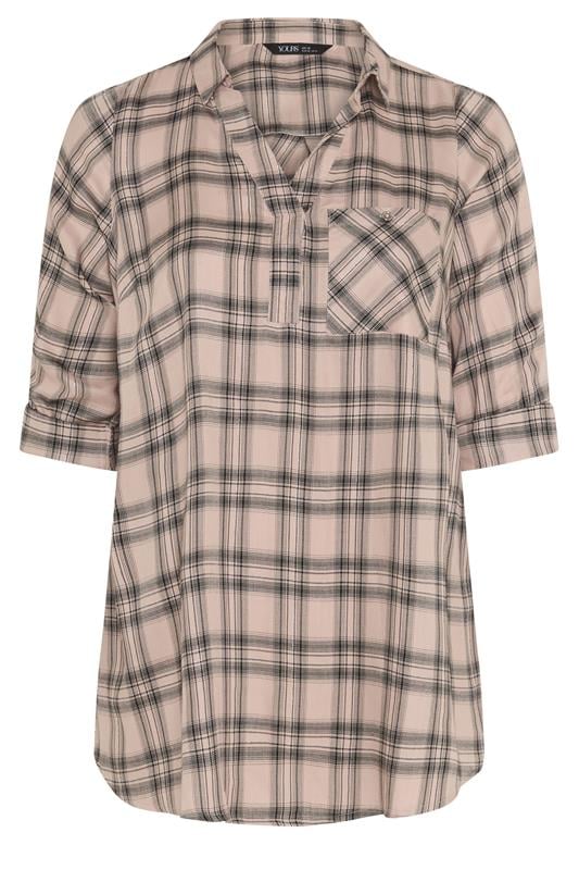 YOURS Plus Size Pink Check Overhead Shirt | Yours Clothing 5