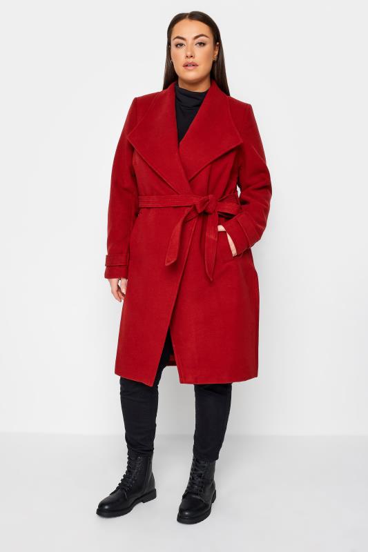 Plus Size  Evans Red Belted Coat