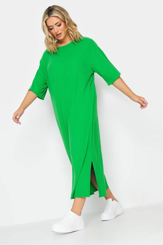 YOURS Plus Size Green Ribbed T-Shirt Dress | Yours Clothing 2