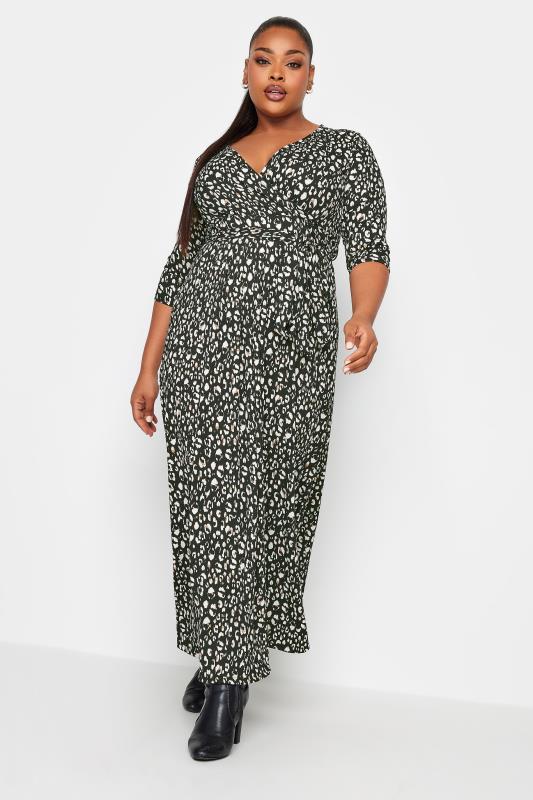 YOURS Curve Black Leopard Print Wrap Maxi Dress | Yours Clothing 2