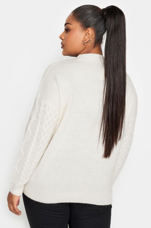 YOURS Plus Size White Cable Knit Jumper | Yours Clothing 4