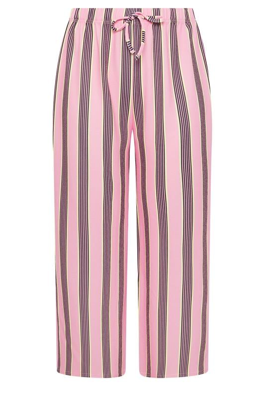 LIMITED COLLECTION Plus Size Pink Striped Wide Leg Trousers | Yours Clothing 5