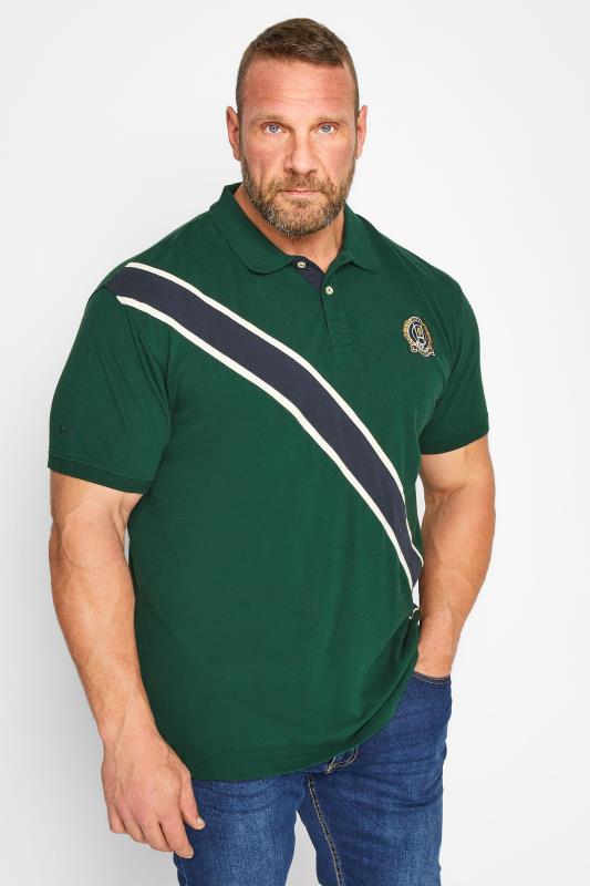 RAGING BULL Big & Tall Forest Green Cut & Sew Crest Polo Shirt | BadRhino 1
