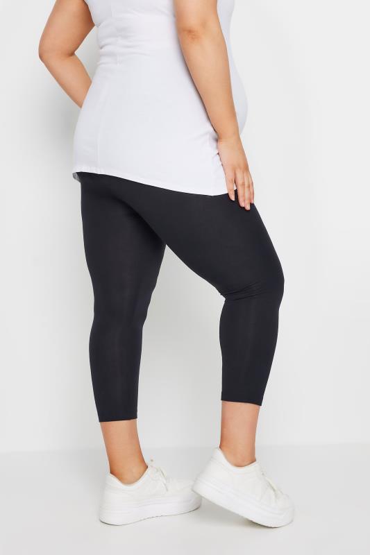 BUMP IT UP MATERNITY Plus Size Black Stretch Cropped Leggings | Yours Clothing 3