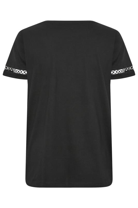 LIMITED COLLECTION Curve Plus Size Black Crochet Trim T-Shirt | Yours Clothing  8