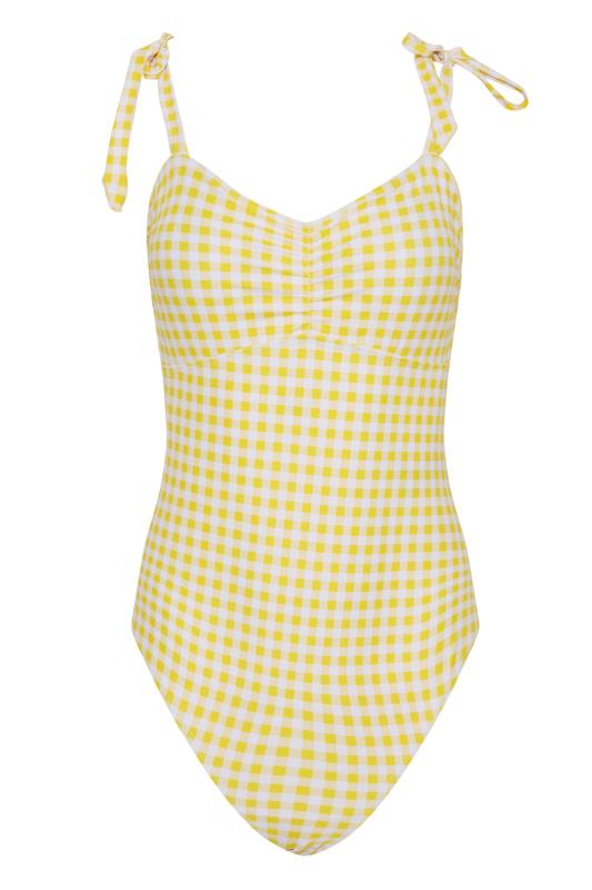 LTS Tall Yellow Gingham Tie Shoulder Swimsuit 5