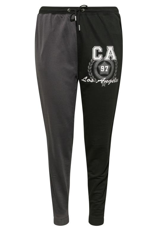 Curve Half & Half Black 'Los Angeles' Cuffed Joggers | Yours Clothing 5