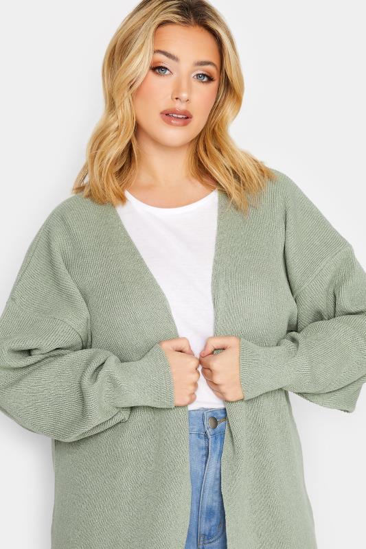 Plus Size Sage Green Knitted Cardigan | Yours Clothing 4