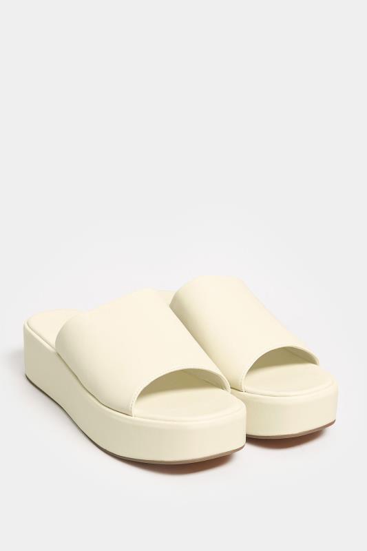LIMITED COLLECTION White Platform Mule Sandals In E Wide Fit & EEE Extra Wide Fit |  Yours Clothing  2