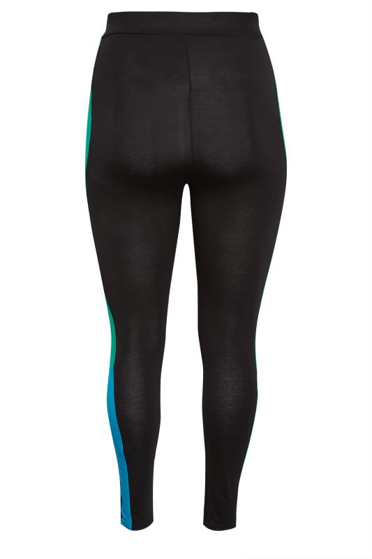 YOURS ACTIVE Plus Size Black Side Stripe Leggings | Yours Clothing 7