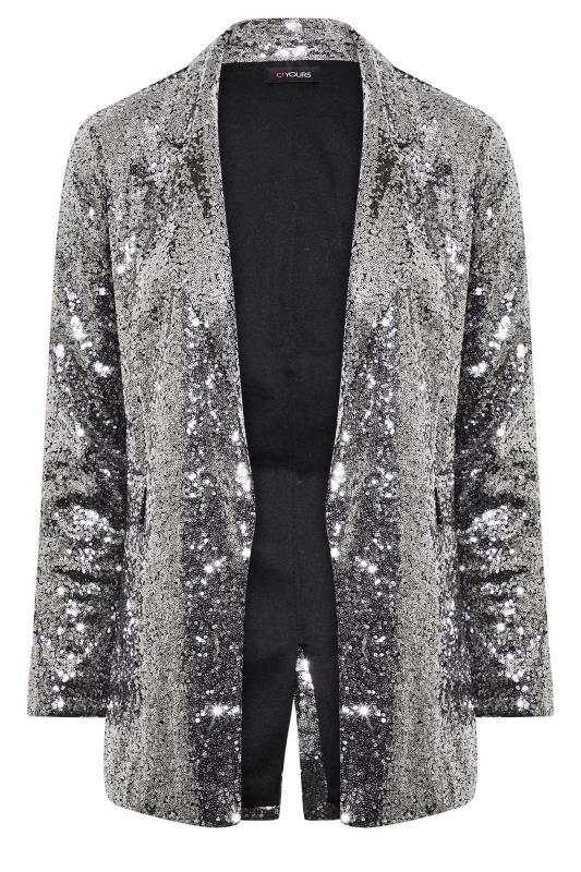 Plus Size Silver Sequin Blazer | Yours Clothing 6