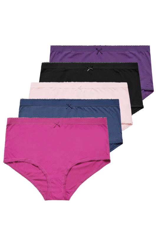 YOURS 5 PACK Plus Size Black & Purple High Waisted Full Briefs | Yours Clothing 11