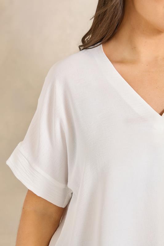 EVANS Plus Size White Short Sleeve Woven Blouse | Evans 5