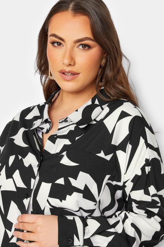 YOURS Plus Size Black & White Abstract Print Shirt | Yours Clothing 4