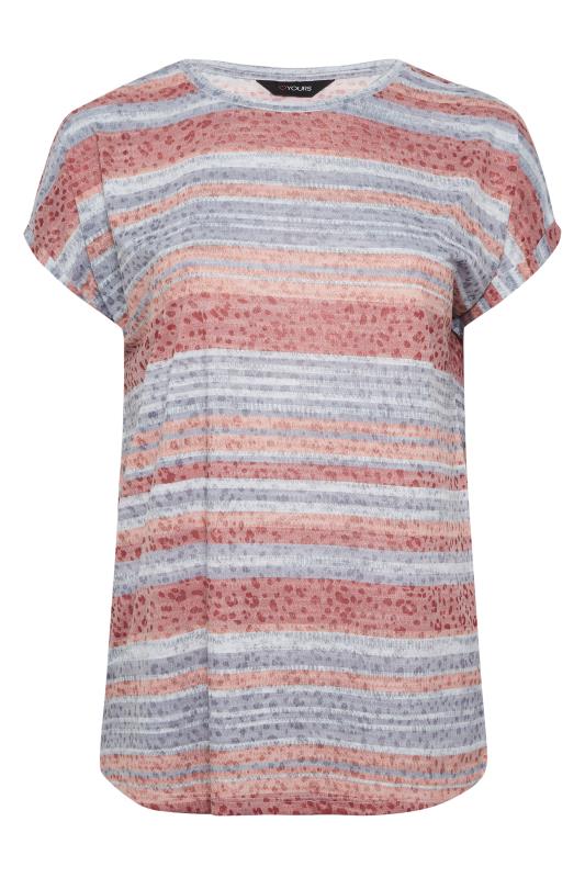 YOURS Plus Size Curve Pink & Blue Stripe Animal Print T-Shirt | Yours Clothing  7