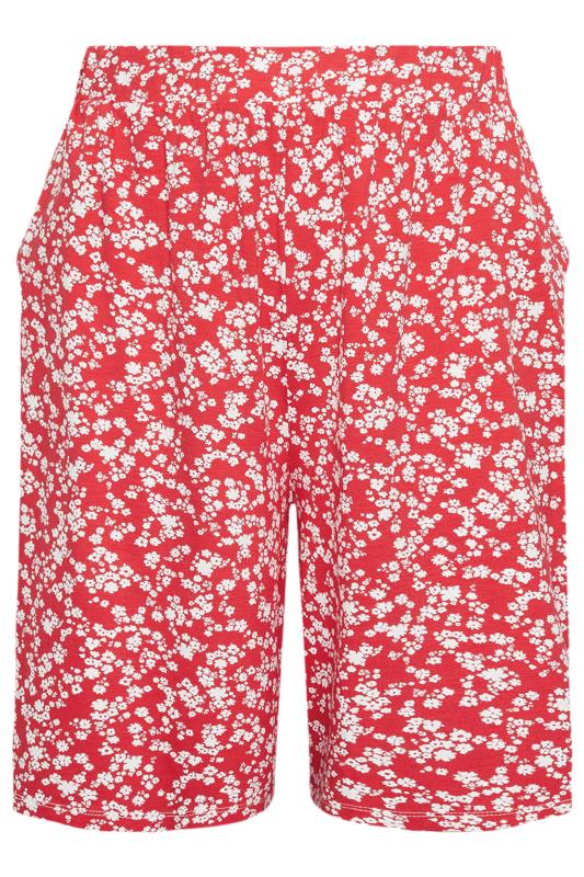 YOURS Plus Size Pink Ditsy Floral Print Pull On Shorts | Yours Clothing 5
