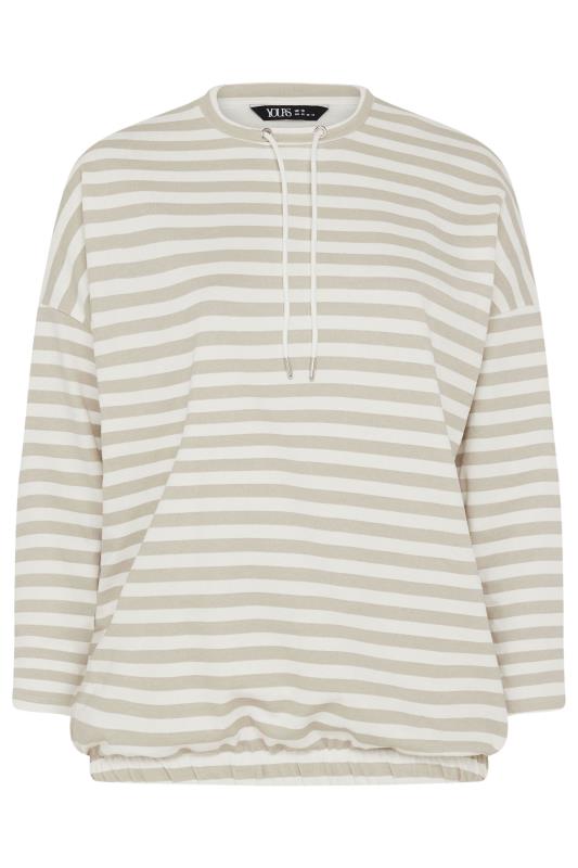 YOURS Plus Size Natural Brown & White Striped Sweatshirt | Yours Clothing 6