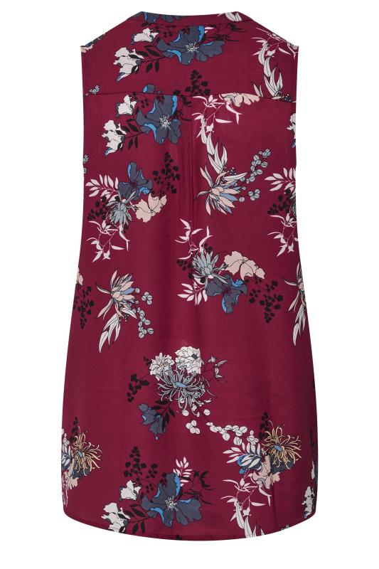 Curve Berry Red Floral Print Pleat Detail Top 7