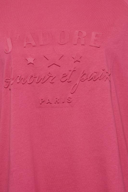 Plus Size Pink 'J'adore' Embossed Raglan T-Shirt | Yours Clothing 5