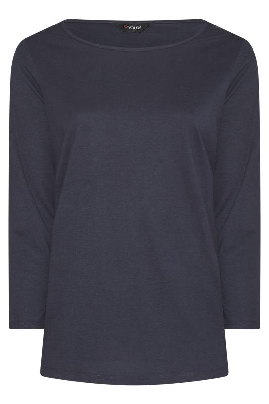 Plus Size Navy Blue Long Sleeve T-Shirt | Yours Clothing 5