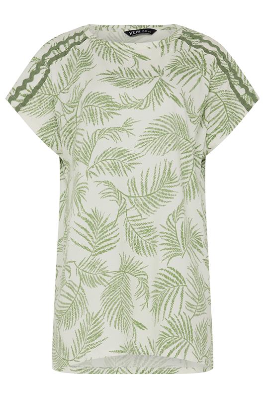 YOURS Plus Size Green Palm Tree Trim Detail T-Shirt | Yours Clothing 6