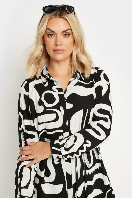 YOURS Plus Size Black Abstract Print Longline Shirt | Yours Clothing 4