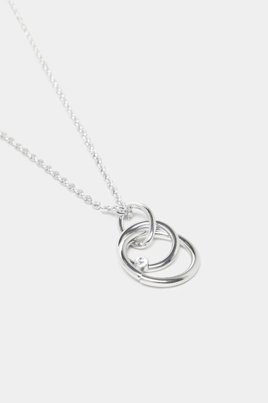 Silver Linked Rings Long Necklace | Yours Clothing 3