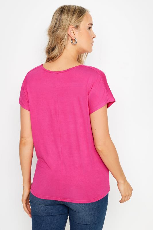 LTS Tall Women's Pink Short Sleeve Wrap Top | Long Tall Sally 3