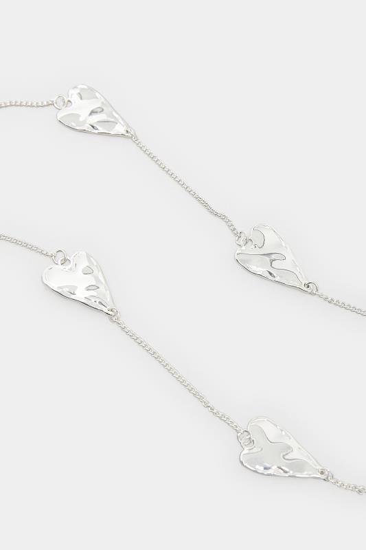 Silver Long Heart Detail Necklace | Yours Clothing  3