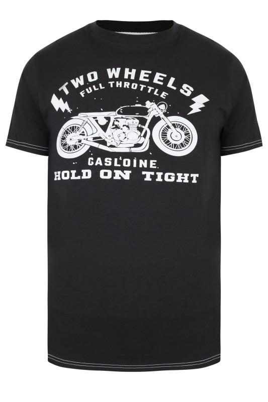 KAM Black Two Wheels Motorbike Print T-Shirt | BadRhino 2