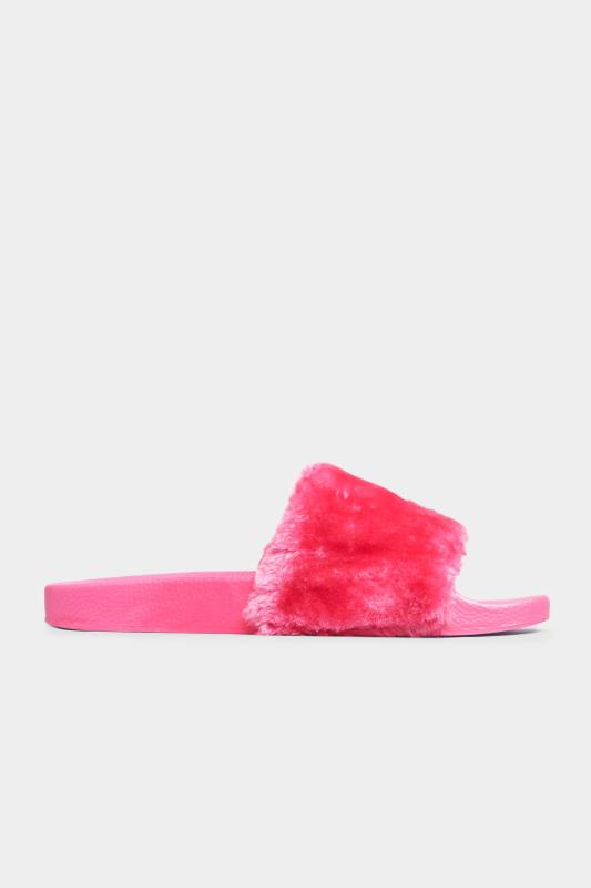 Pink Vegan Fur Sliders In Standard D Fit 3
