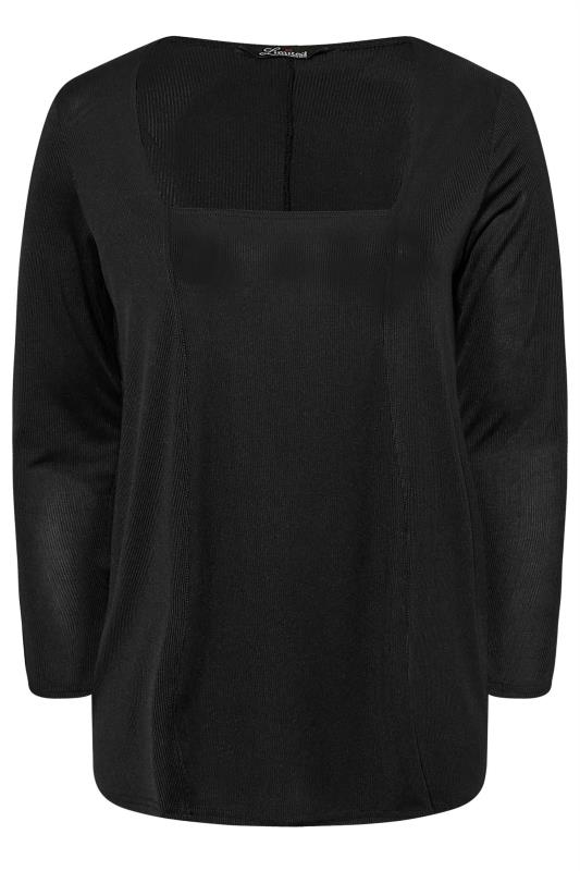 LIMITED COLLECTION Plus Size Black Long Sleeve Seam Detail Top | Yours Clothing 8