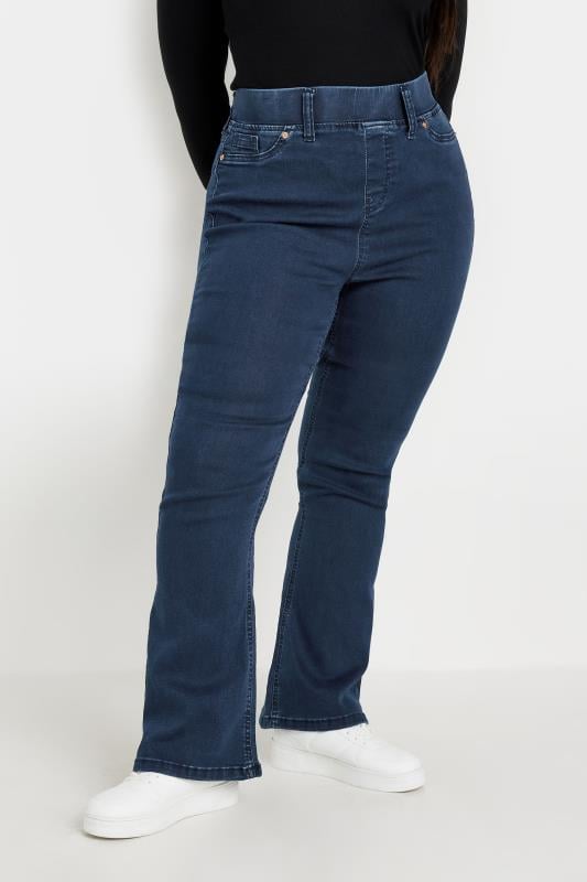 YOURS Plus Size Blue Bootcut Jeggings | Yours Clothing  1