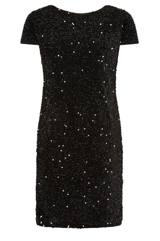 YOURS LONDON Plus Size Black Sequin Embellished Velvet Shift Dress | Yours Clothing 7