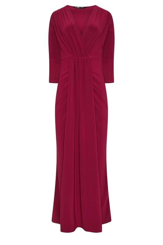 LTS Tall Women's Berry Red Drape Wrap Maxi Dress | Long Tall Sally 5