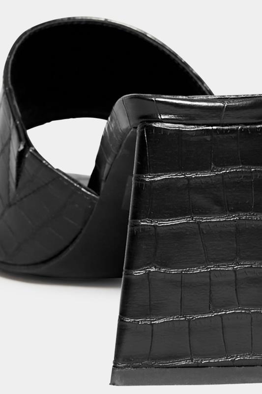 LIMITED COLLECTION Black Triangular Heeled Croc Mules In Wide E Fit & Extra Wide EEE Fit  4