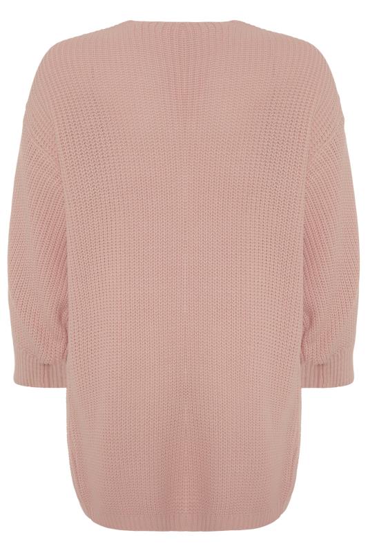 Pink Oversized Balloon Sleeve Knitted Cardigan 8