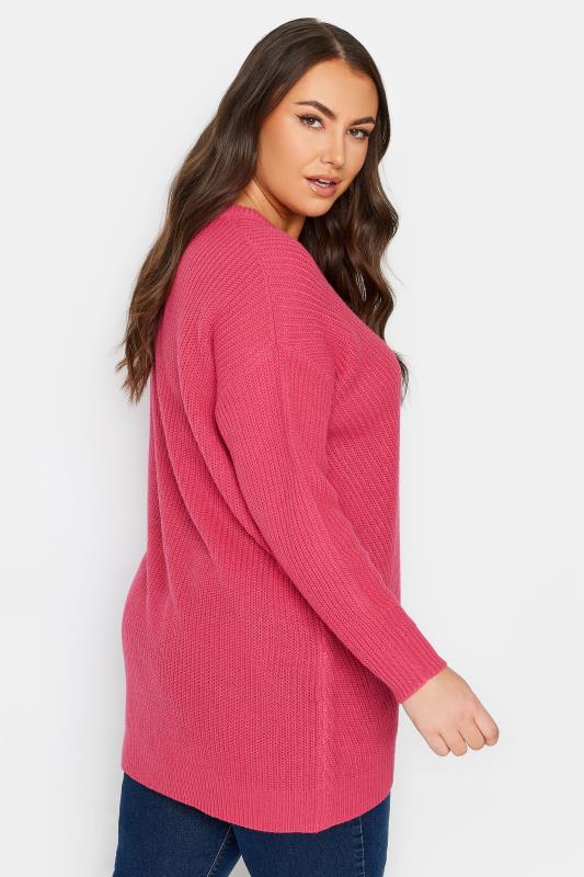 YOURS Plus Size Pink Essential Knitted Jumper | Yours Clothing 3
