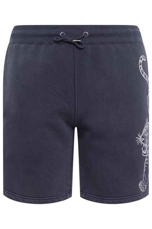 BadRhino Big & Tall Navy Blue Tiger Printed Jogger Shorts | BadRhino 6